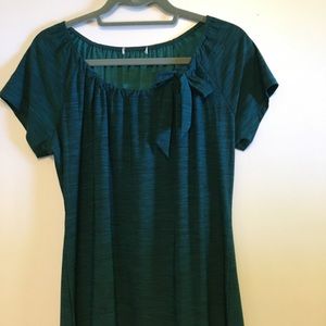 Teal bow neck Ann Taylor top